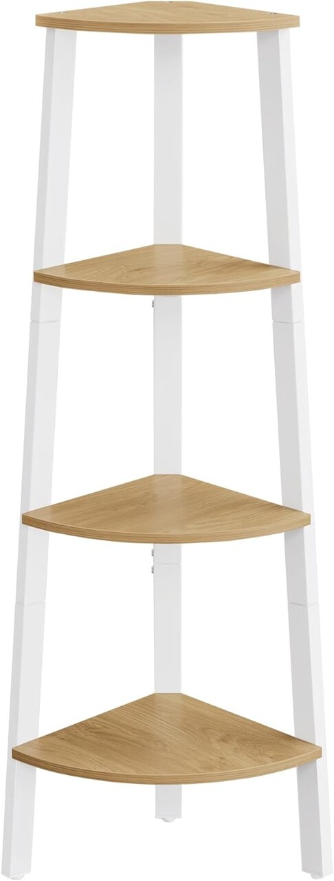Biblioteca de colt  Ladder, Vasagle, 33.4x33.4x125 cm, PAL/otel, alb/natural - imagine 6